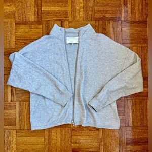 Naked Cashmere Gray Zip-Front Sweater (Organic Cotton and Cashmere Blend)